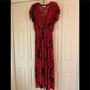ACE Fashion Maxi Dress, red and black, 2X